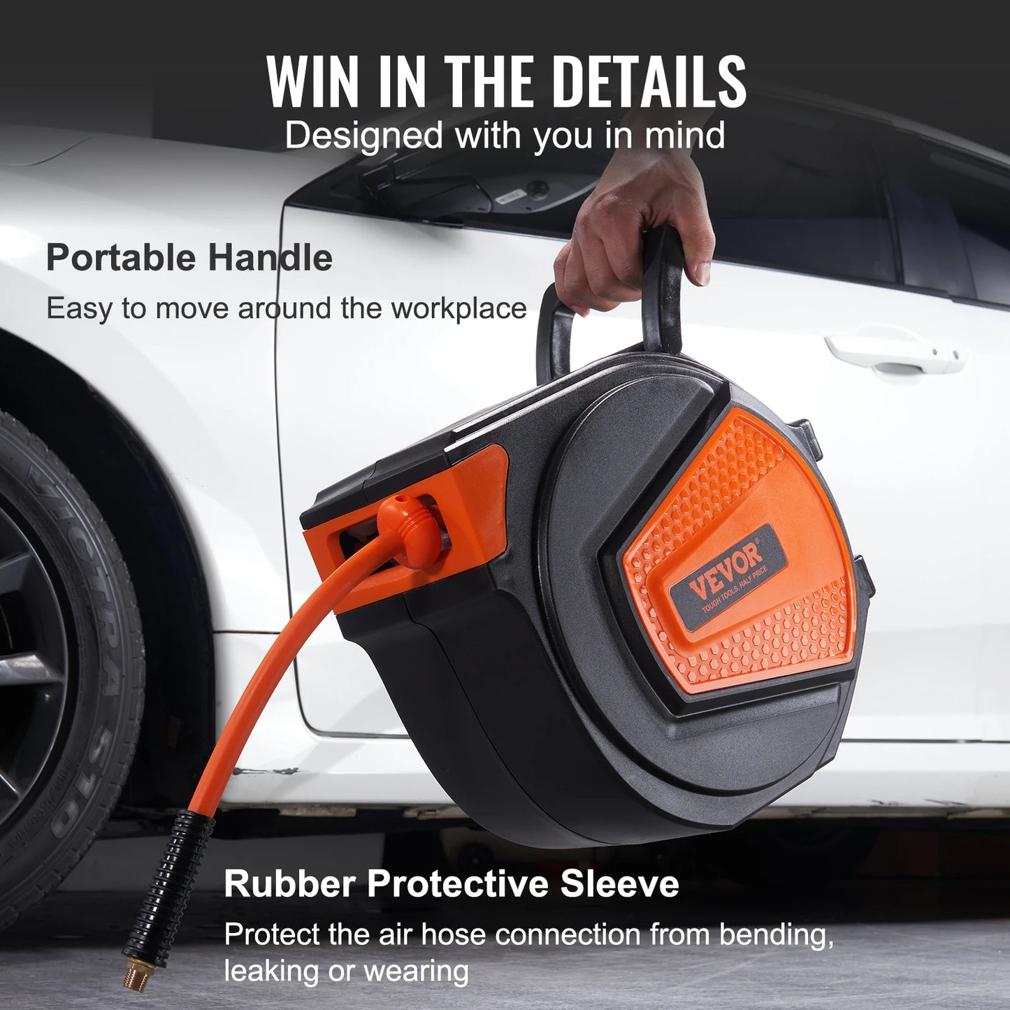 50FT Retractable Air Hose Reel Wall-Mounted