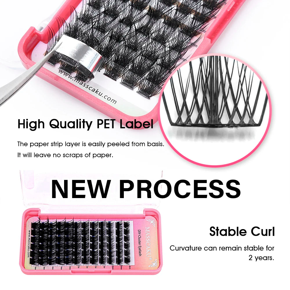 MASSCAKU 0.07mm  Hybrid Eyelashes Waterproof Handmade DIY Clusters
