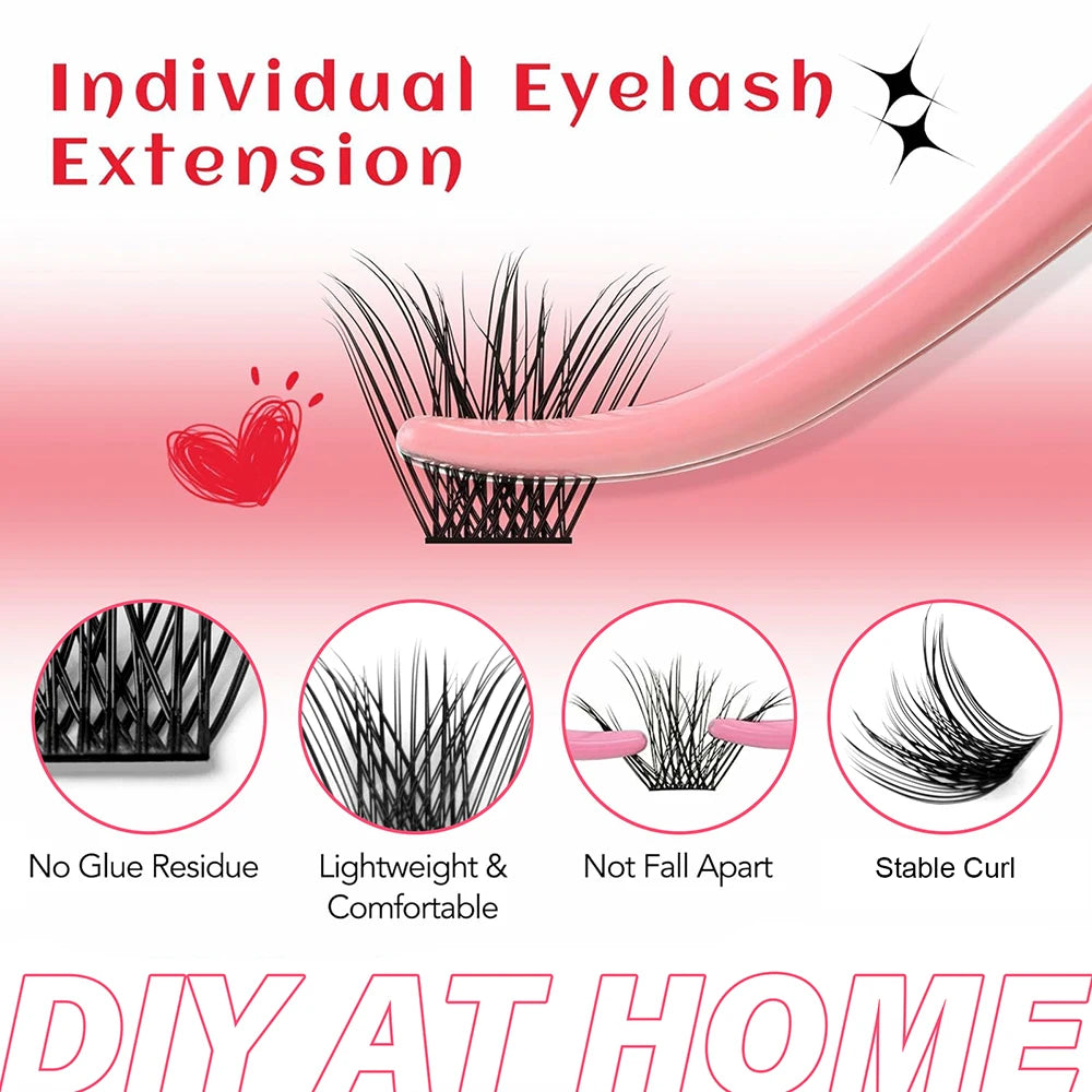 MASSCAKU 0.07mm  Hybrid Eyelashes Waterproof Handmade DIY Clusters
