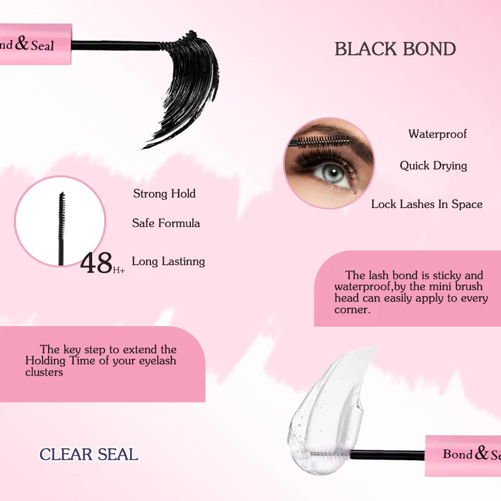 3D 190 PCS Cluster Lashes Kit DIY Lash Extension Set with Glue Accessories Eyelash Curler Lash Bond And Seal Makeup Tools