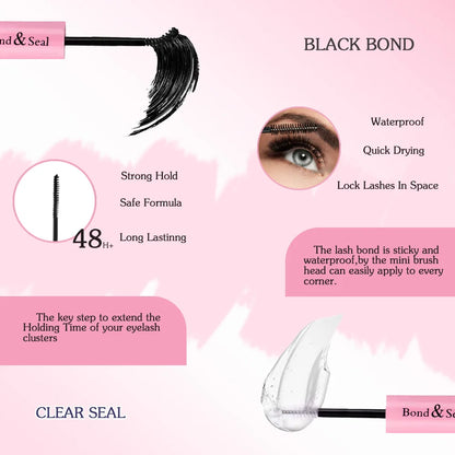 3D 190 PCS Cluster Lashes Kit DIY Lash Extension Set with Glue Accessories Eyelash Curler Lash Bond And Seal Makeup Tools