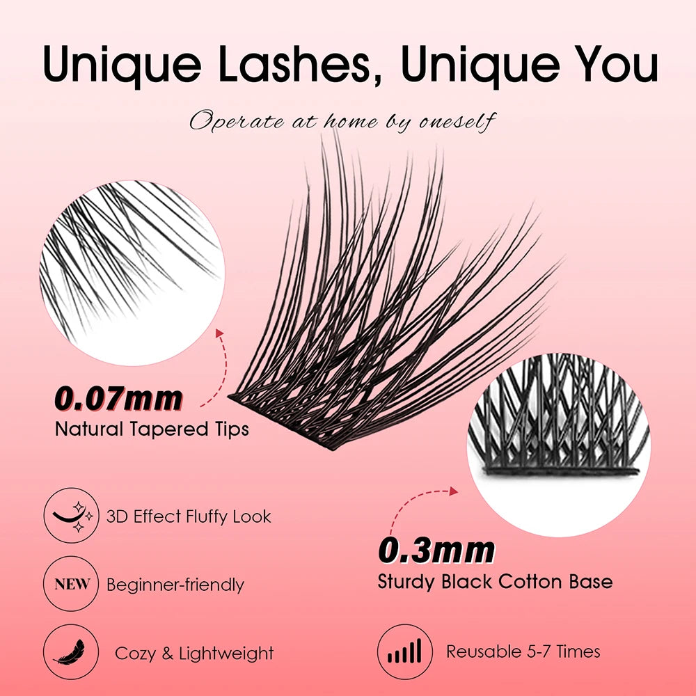 MASSCAKU 0.07mm  Hybrid Eyelashes Waterproof Handmade DIY Clusters