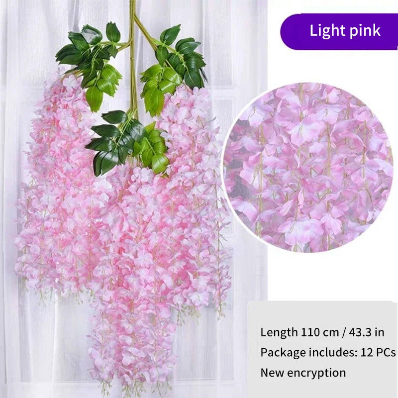 Artificial Wisteria Flower Rattan Wreath