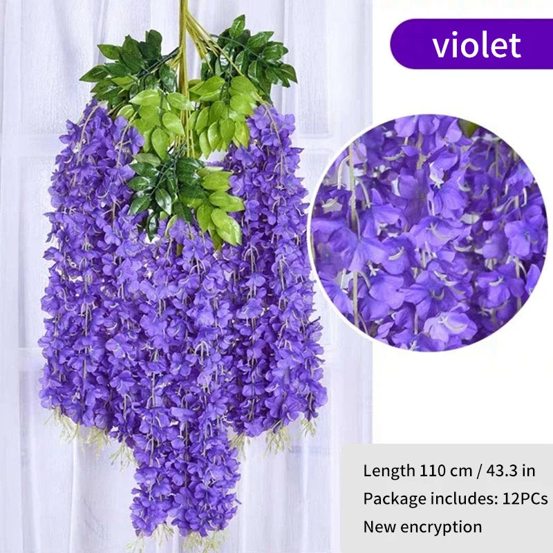 Artificial Wisteria Flower Rattan Wreath