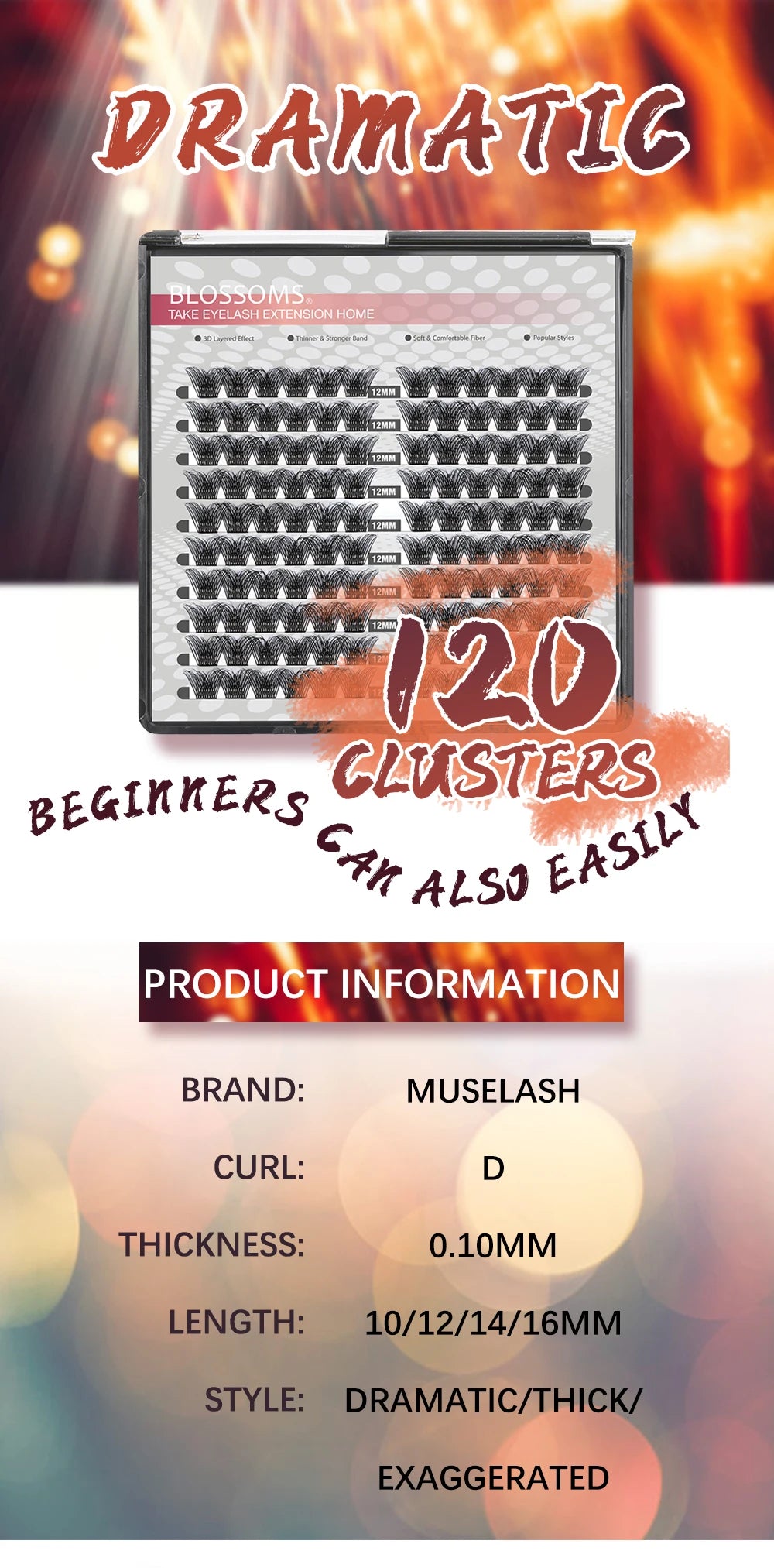 ETVITE DIY Cluster Lashes Fluffy Volume Eyelash Extension Natural Bundles Individual Lashes