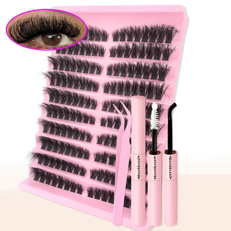 Eyelash Extension  Mix Lash Clusters with Lash Bond and Seal and Lash Accessories