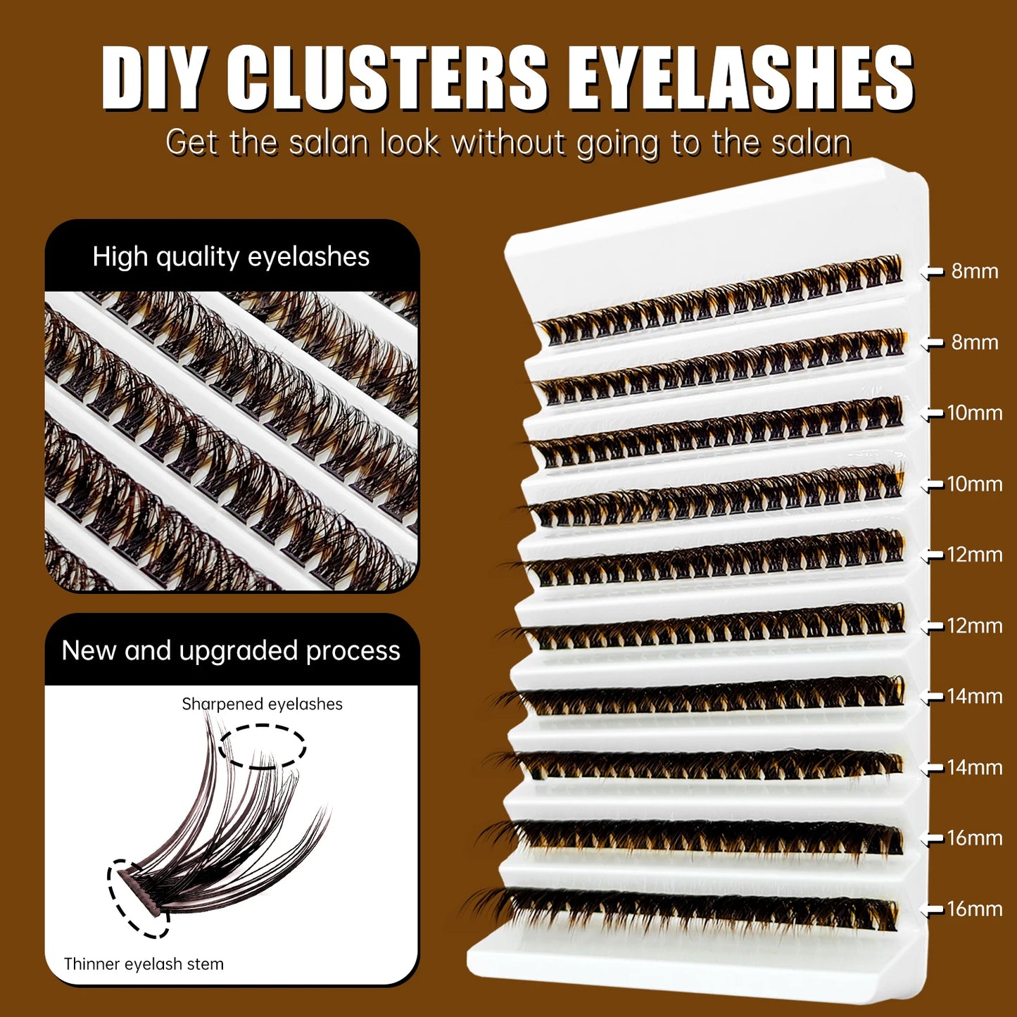 ABONNIE Dark Brown 40D 60D Diy Cluster Lashes Heat Bonded