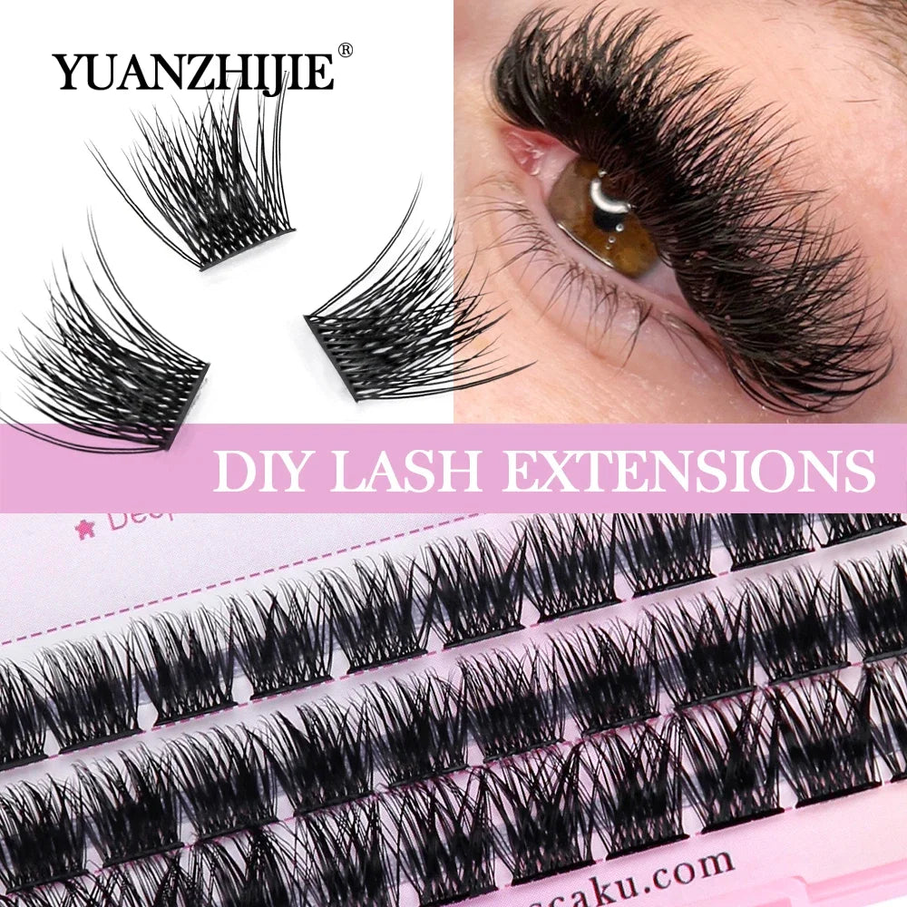 YUANZHIJIE Dramatic Eyelashes Bundles Soft Premium Mink Individual DIY Clusters Lashes