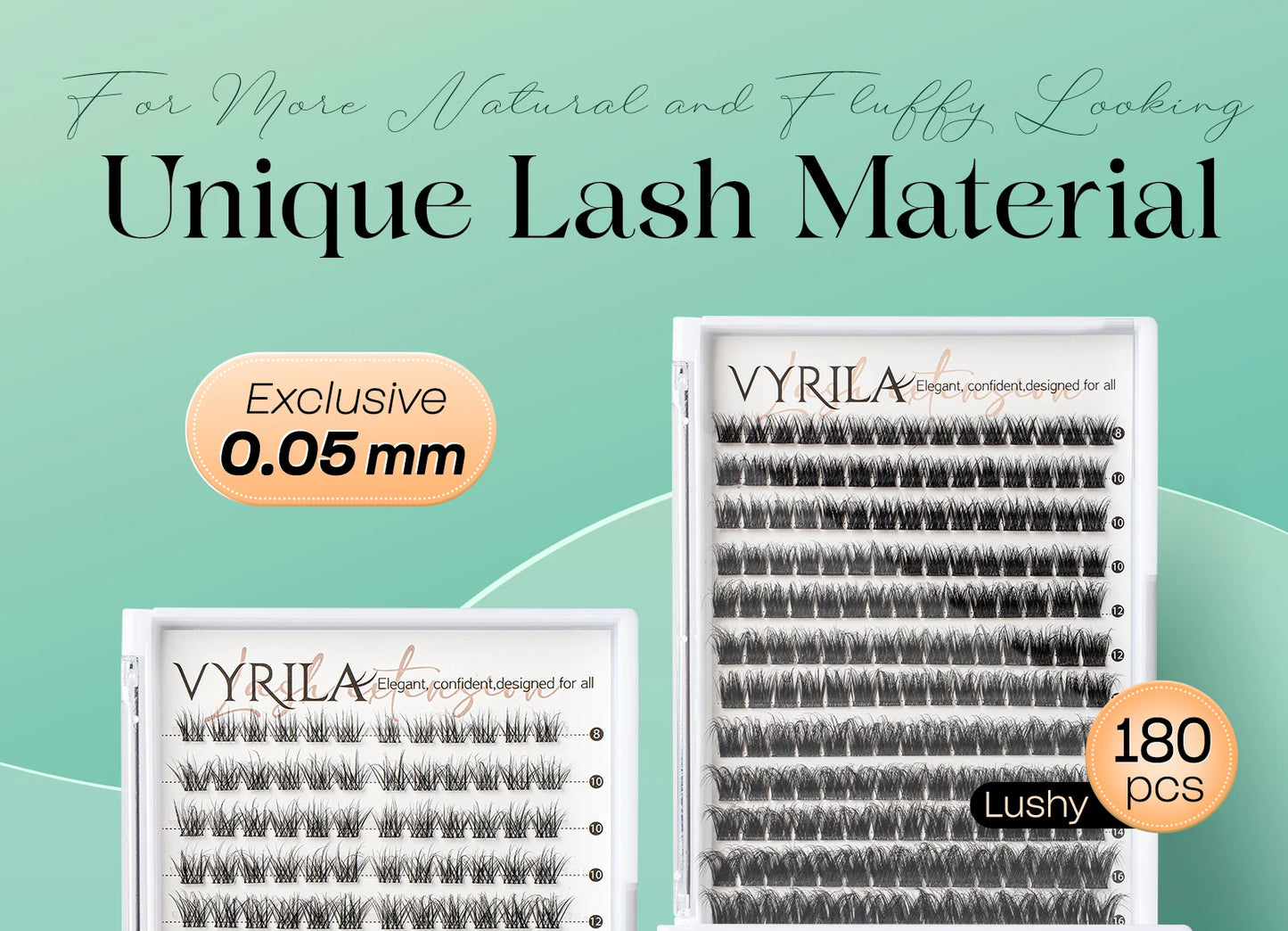 VYRILA 3D Wispy Individual Lashes Fluffy Natural 8-16mm D Curl