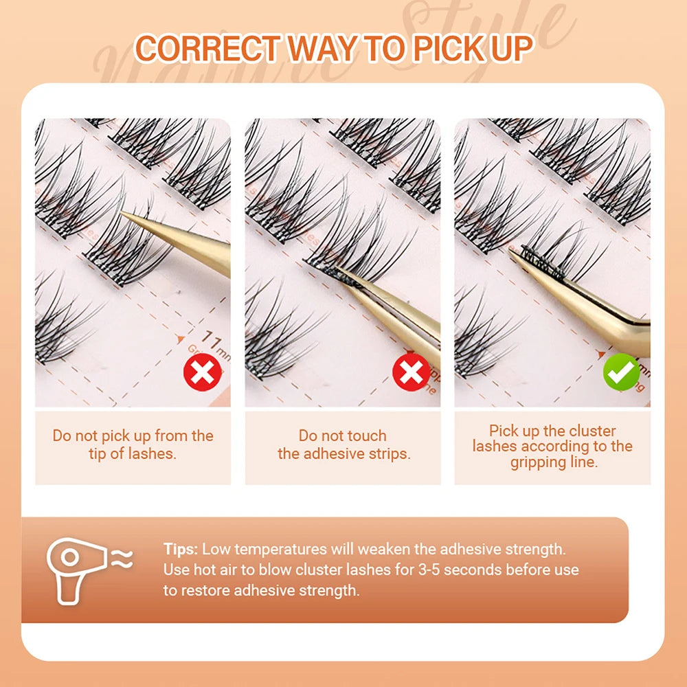MASSCAKU Self Adhesive Cluster Lashes Glue-FreeEyelash Extension Individual Lashes