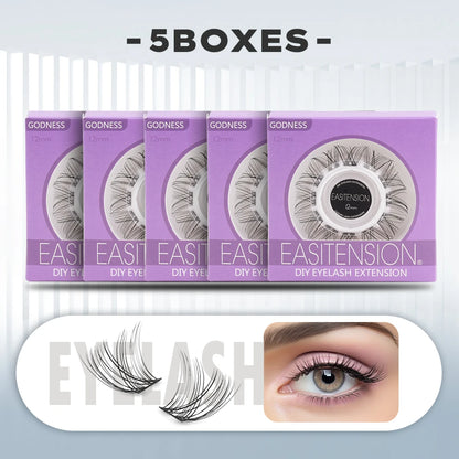 EASITENSION  9 Styles DIY Cluster Eyelash Extension Faux Mink  Natural Dovetail