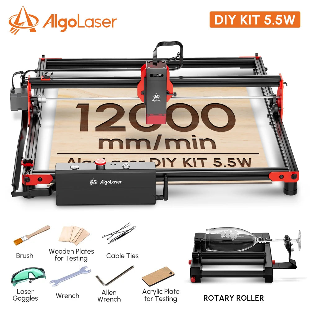 Algolaser DIY KIT 20W Powerful Laser Engraver Cutter Tools Metal Glass Wifi/PC Wood CNC Lase Engraving Cutting Machine Printer