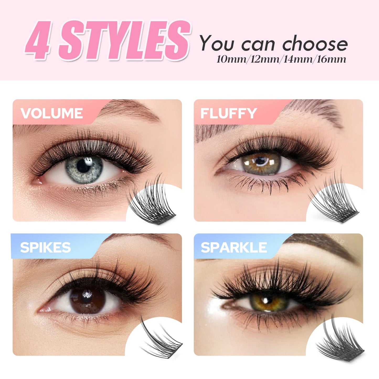 ETVITE DIY Cluster Lashes Fluffy Volume Eyelash Extension Natural Bundles Individual Lashes