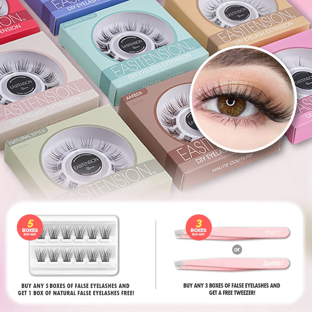 EASITENSION  9 Styles DIY Cluster Eyelash Extension Faux Mink  Natural Dovetail
