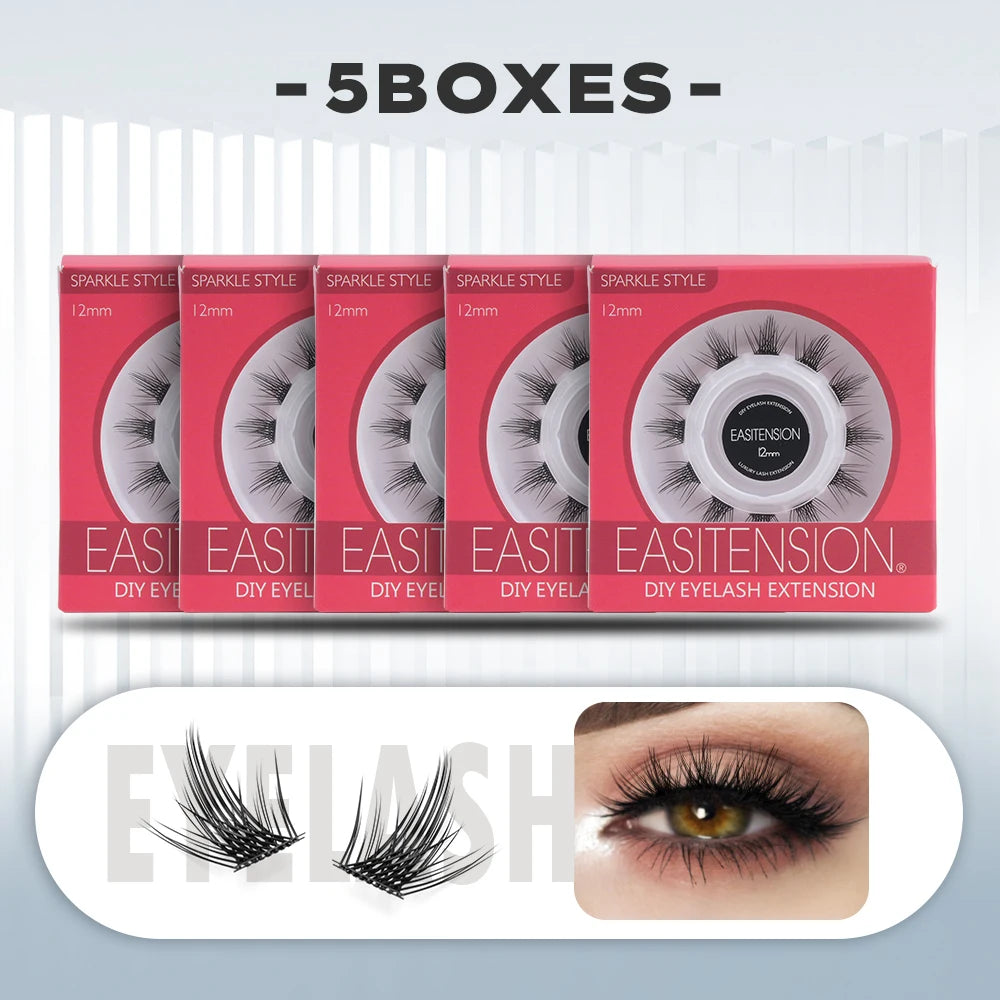 EASITENSION  9 Styles DIY Cluster Eyelash Extension Faux Mink  Natural Dovetail