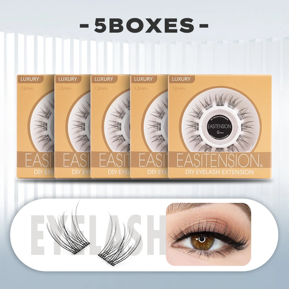 EASITENSION  9 Styles DIY Cluster Eyelash Extension Faux Mink  Natural Dovetail