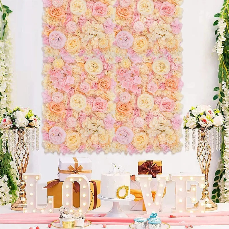 Pink Silk Rose Flower Wall Panels