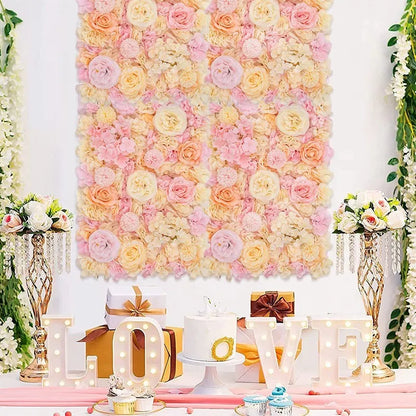 Pink Silk Rose Flower Wall Panels
