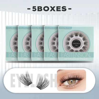 EASITENSION  9 Styles DIY Cluster Eyelash Extension Faux Mink  Natural Dovetail