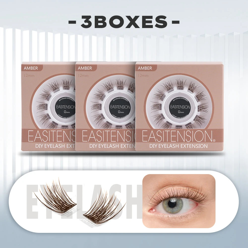 EASITENSION  9 Styles DIY Cluster Eyelash Extension Faux Mink  Natural Dovetail