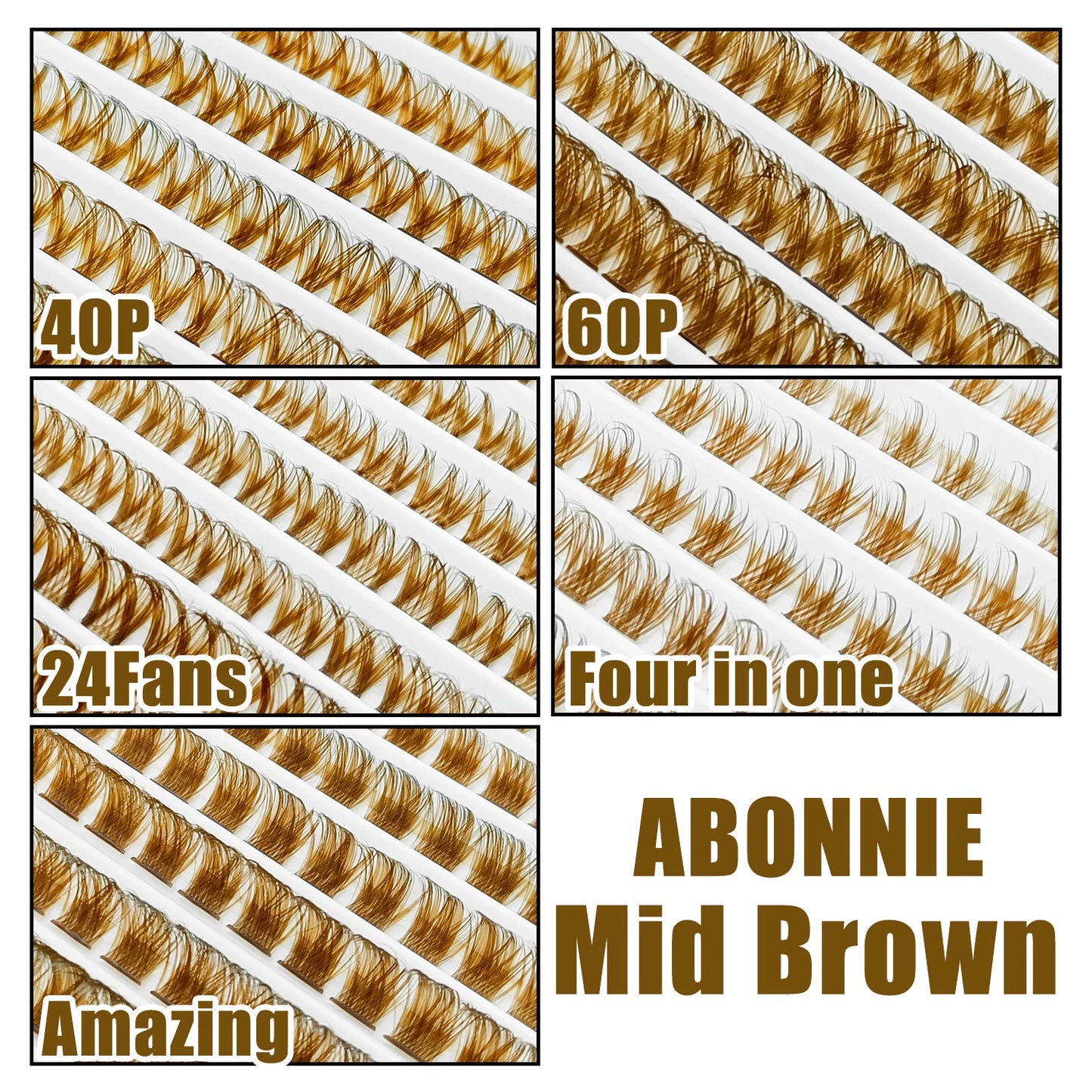ABONNIE Dark Brown Diy Cluster Lashes 40D 60D D Curl Individual