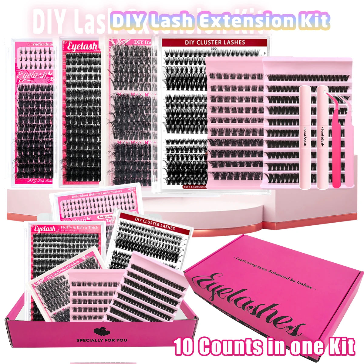 6 Boxes Lash Cluster Extensions 30D40D50D60D80D100D & Wide Stem Lashes