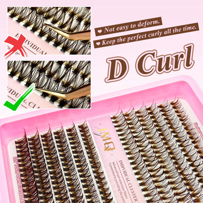 LAKANAKU Dark Brown Cluster Lashes 30D 50D 40D 60D D Curl Wispy Individual Lashes