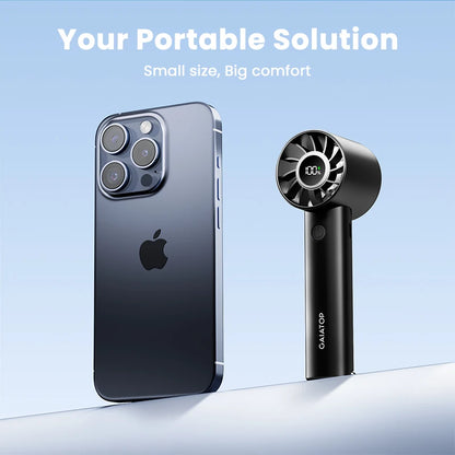 GAIATOP Portable Mini Fan, Handheld Fan with LED Display & Flashlight, 3 Speeds 2000mAh USB Rechargeable Battery Fan