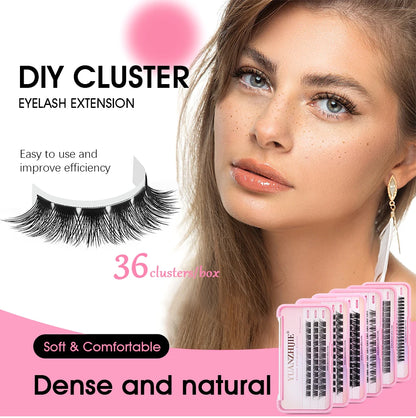YUANZHIJIE Dramatic Eyelashes Bundles Soft Premium Mink Individual DIY Clusters Lashes