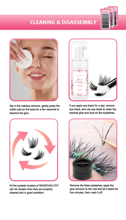 MASSCAKU 0.07mm  Hybrid Eyelashes Waterproof Handmade DIY Clusters