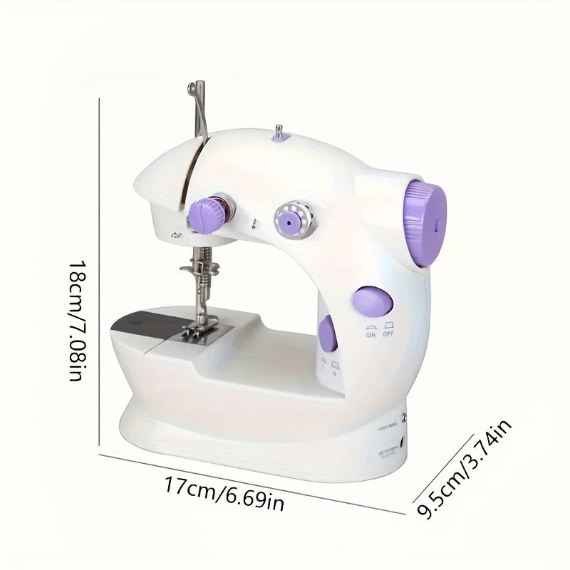Mini Electric Sewing Machine Home Small Double Speed Household Portable Night Light Foot Pedal Straight Two Thread Beginner Kit