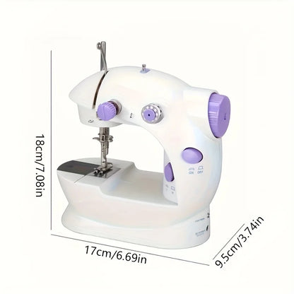 Mini Electric Sewing Machine Home Small Double Speed Household Portable Night Light Foot Pedal Straight Two Thread Beginner Kit
