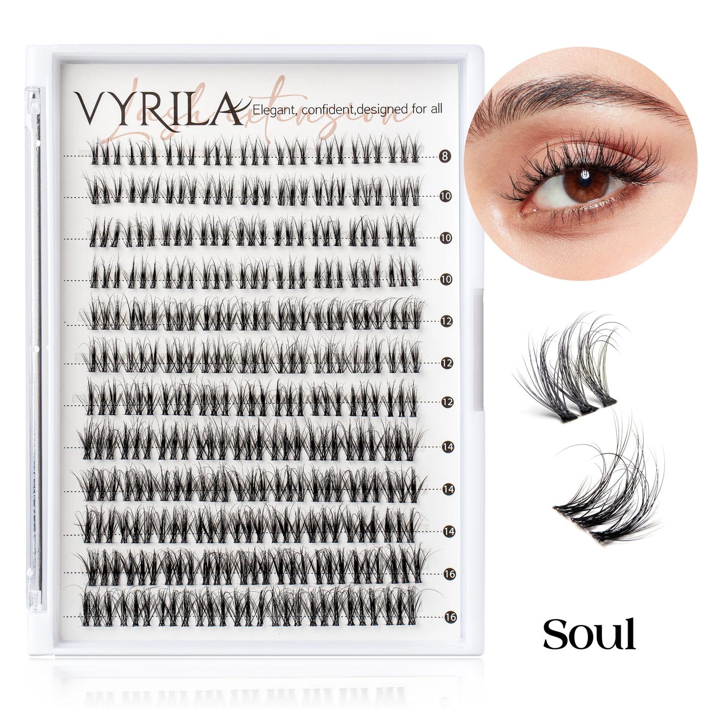 VYRILA 3D Wispy Individual Lashes Fluffy Natural 8-16mm D Curl