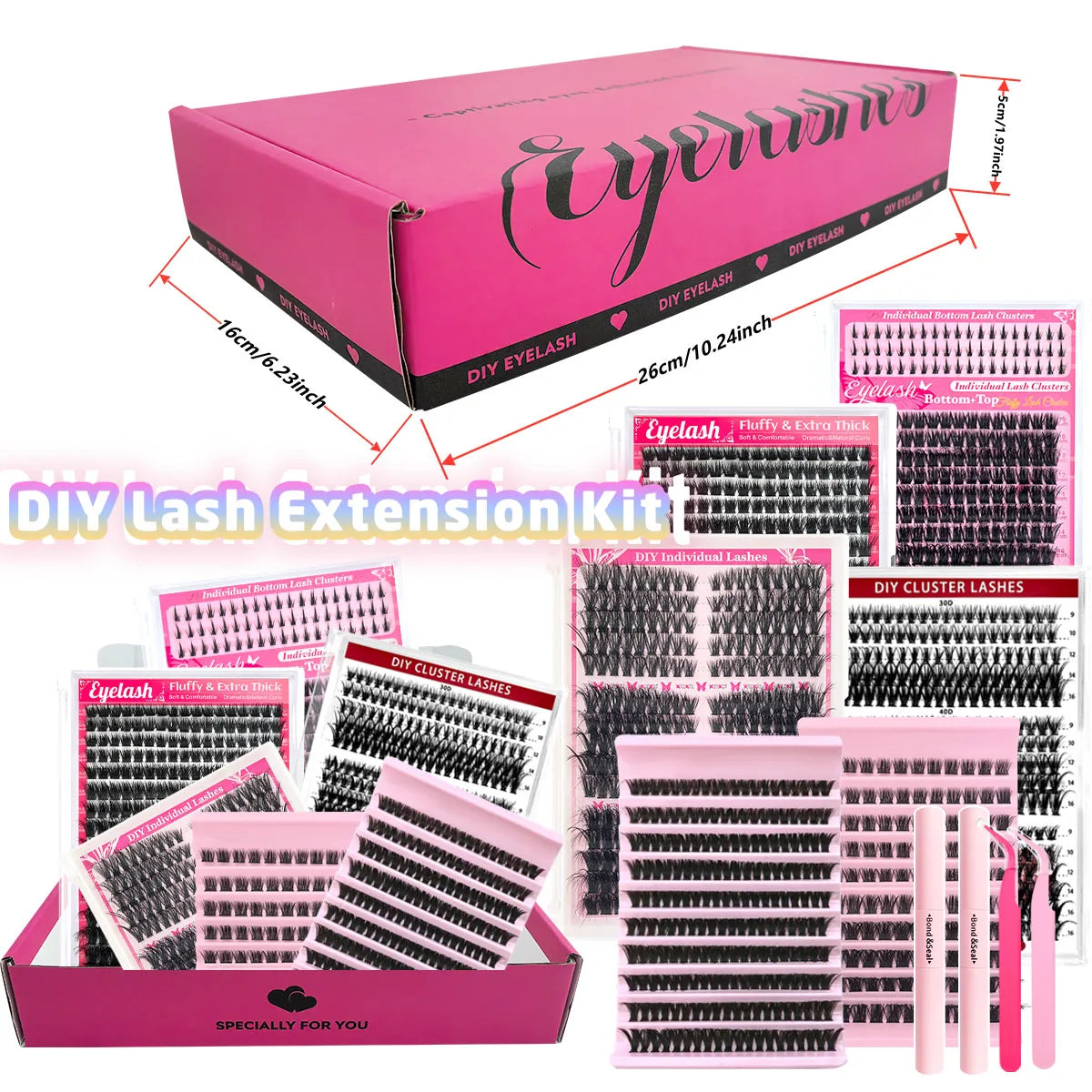 6 Boxes Lash Cluster Extensions 30D40D50D60D80D100D & Wide Stem Lashes