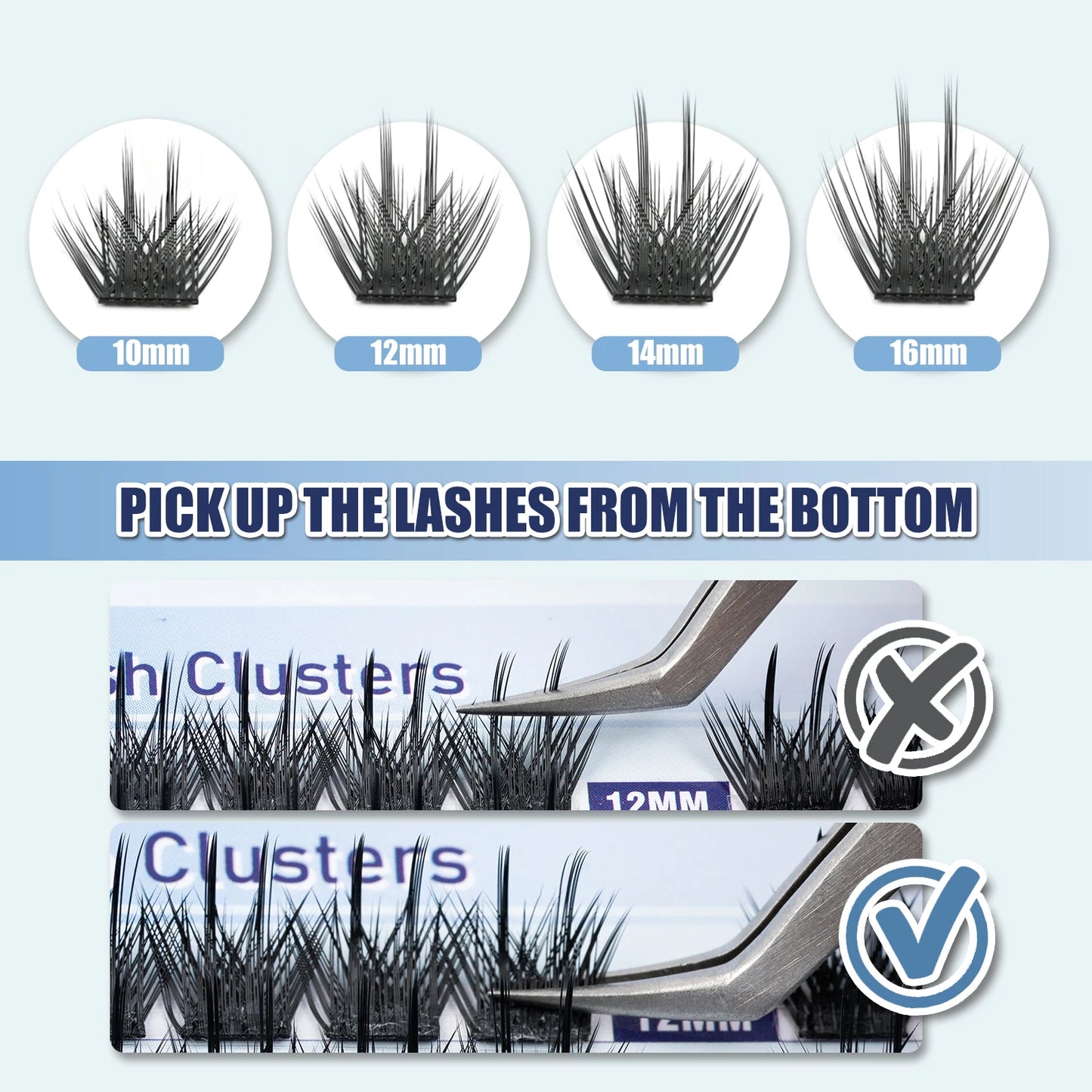 ETVITE DIY Cluster Lashes Fluffy Volume Eyelash Extension Natural Bundles Individual Lashes