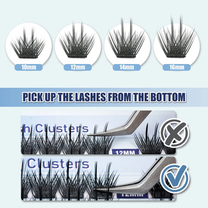 ETVITE DIY Cluster Lashes Fluffy Volume Eyelash Extension Natural Bundles Individual Lashes
