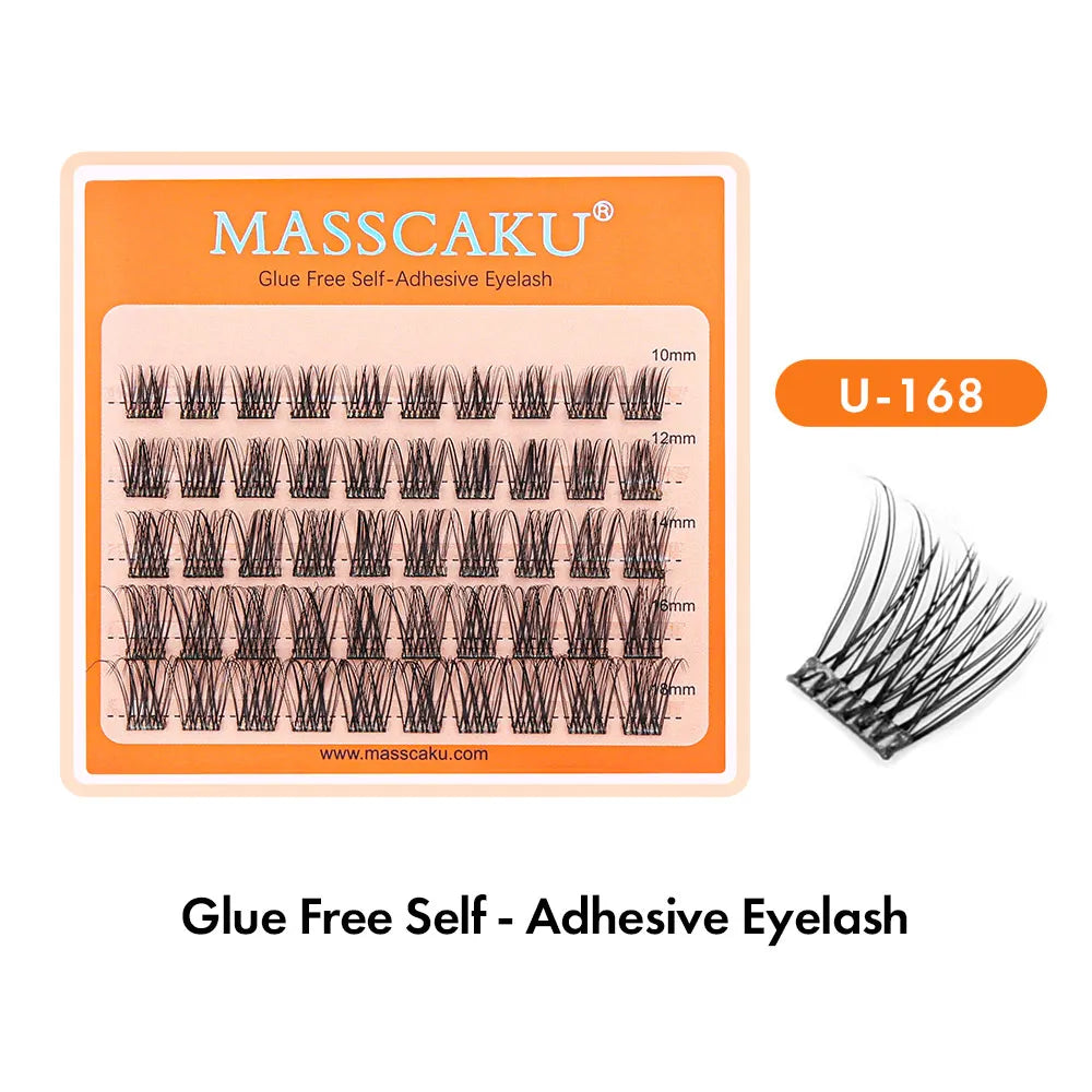 MASSCAKU Self Adhesive Cluster Lashes Glue-FreeEyelash Extension Individual Lashes