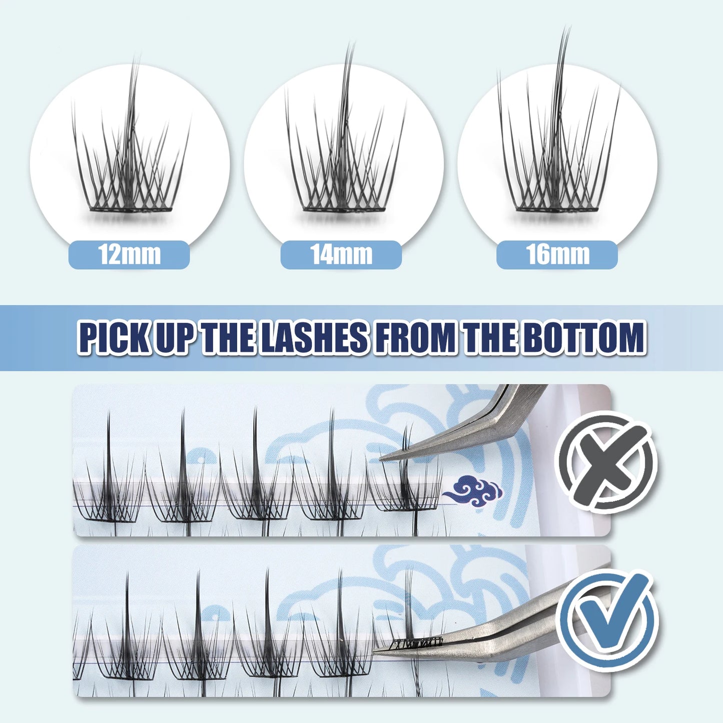 ETVITE DIY Cluster Lashes Fluffy Volume Eyelash Extension Natural Bundles Individual Lashes