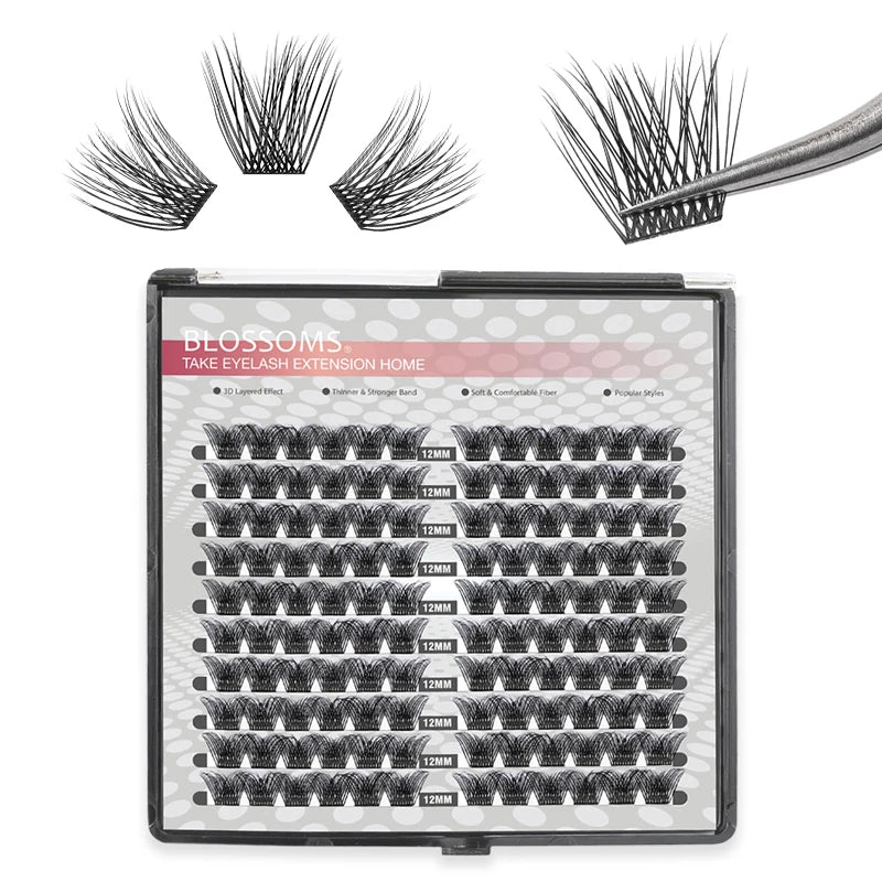 ETVITE DIY Cluster Lashes Fluffy Volume Eyelash Extension Natural Bundles Individual Lashes