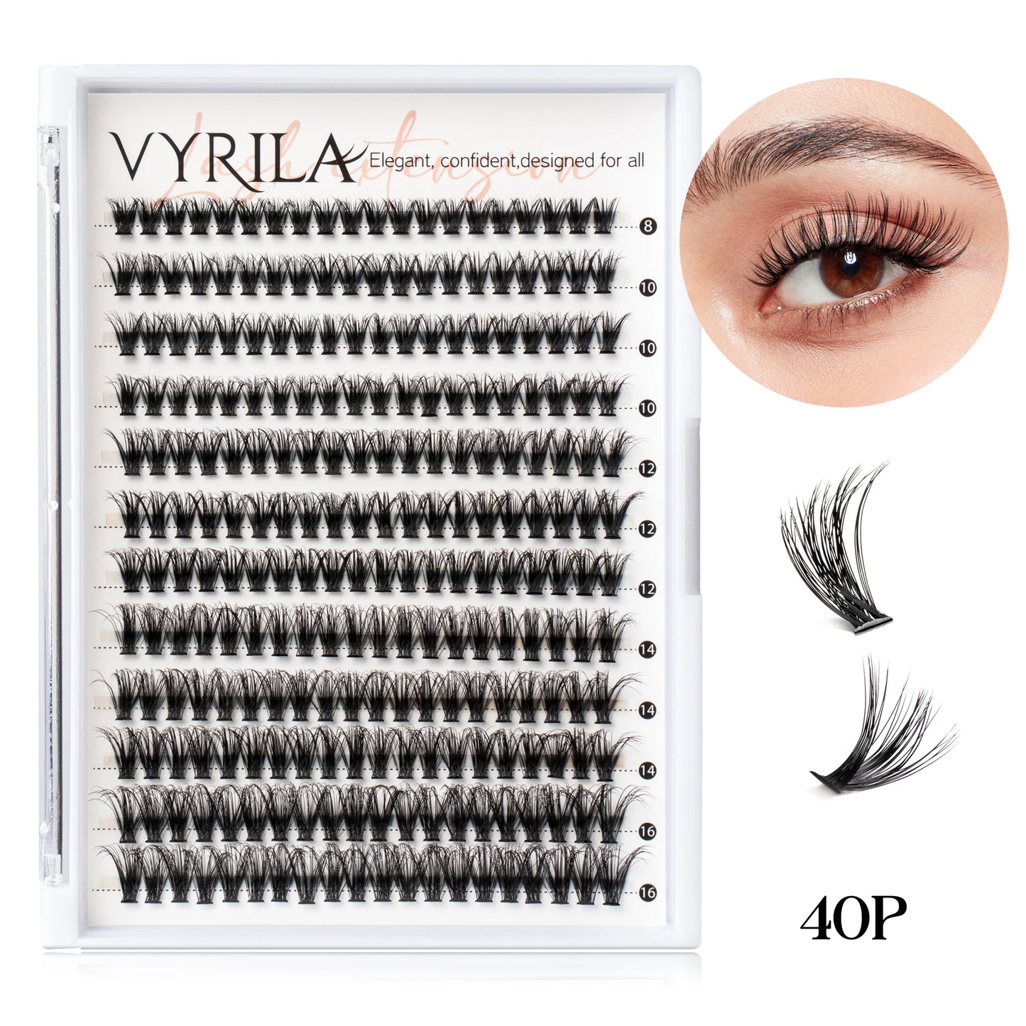 VYRILA 3D Wispy Individual Lashes Fluffy Natural 8-16mm D Curl