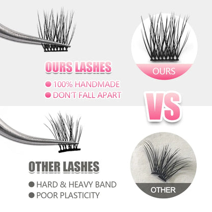 YUANZHIJIE Dramatic Eyelashes Bundles Soft Premium Mink Individual DIY Clusters Lashes