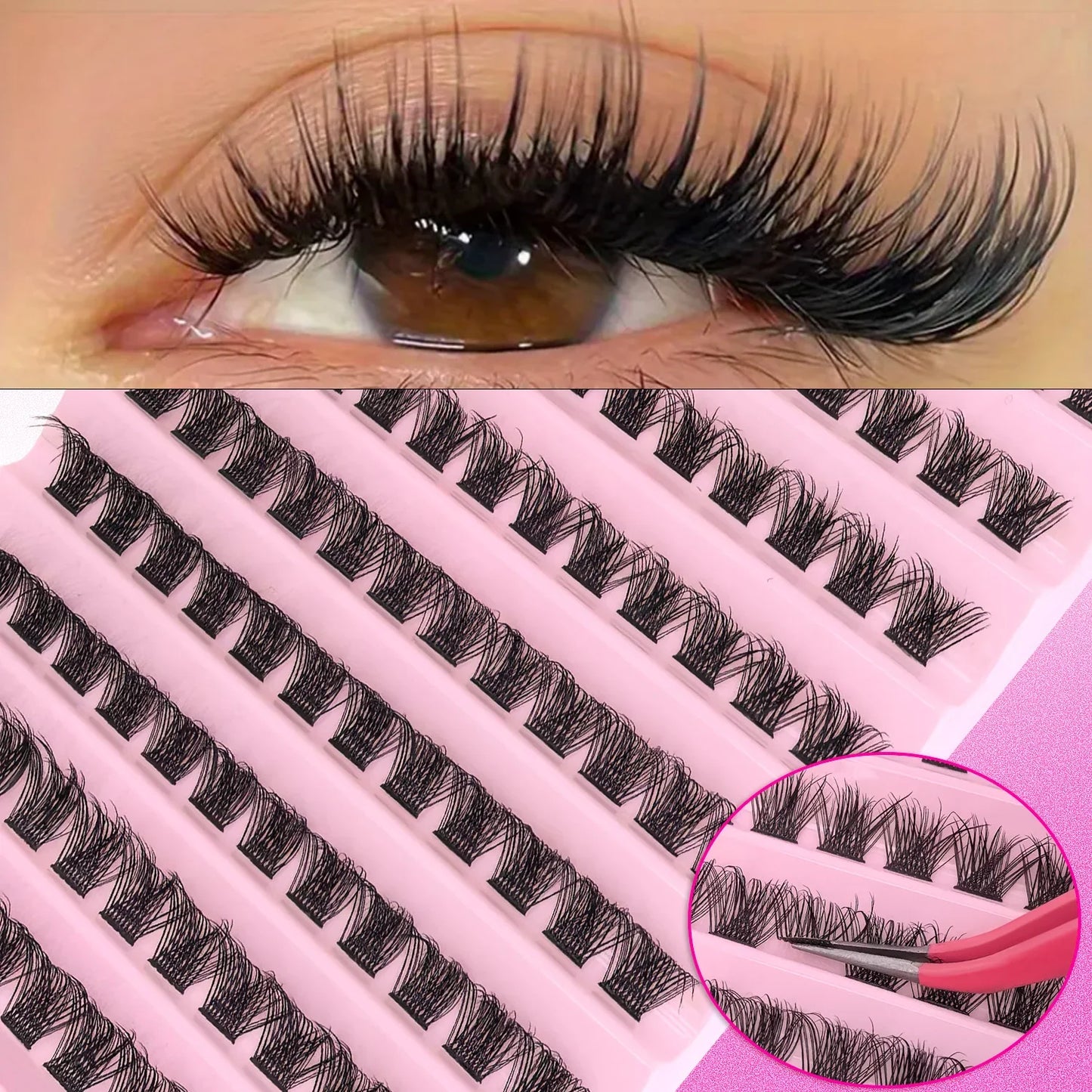 Eyelash Extension  Mix Lash Clusters with Lash Bond and Seal and Lash Accessories