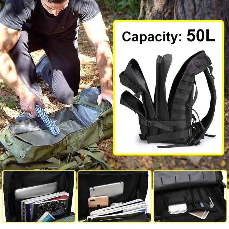 50l Black Tactical backpack