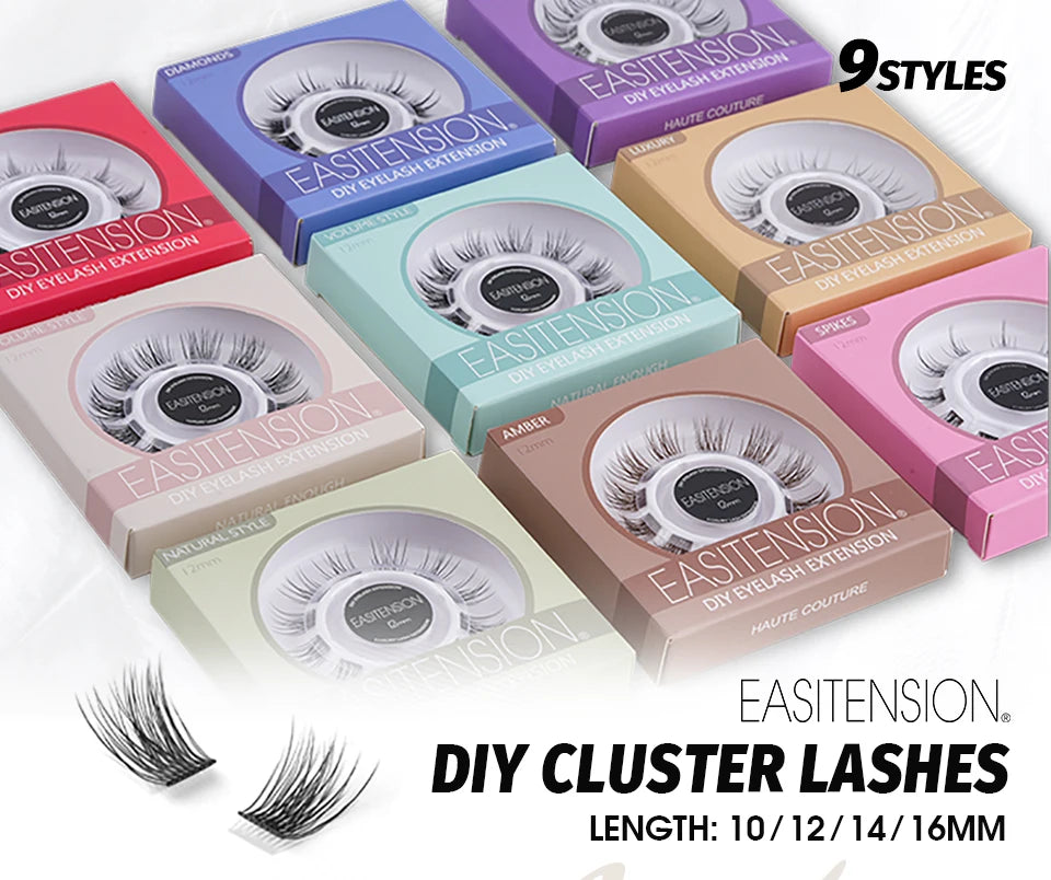 EASITENSION  9 Styles DIY Cluster Eyelash Extension Faux Mink  Natural Dovetail