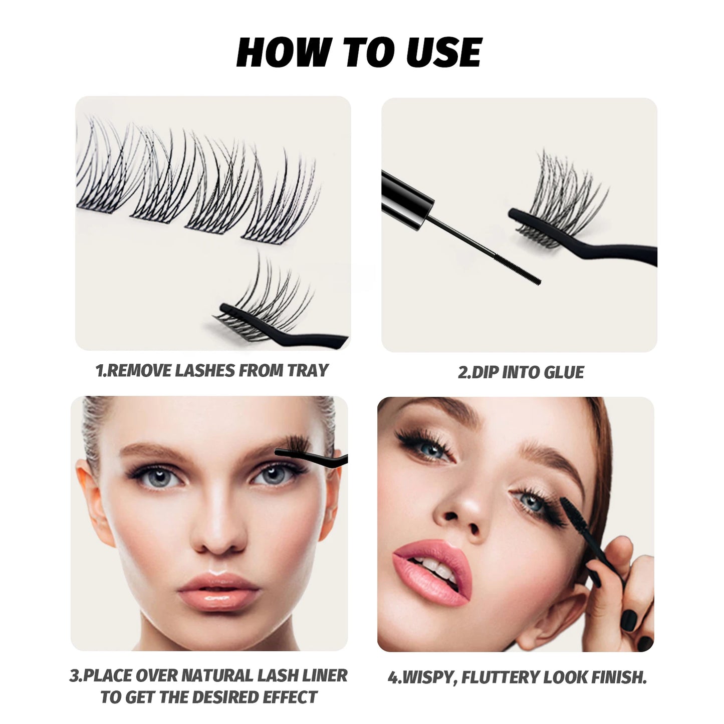 EASITENSION  9 Styles DIY Cluster Eyelash Extension Faux Mink  Natural Dovetail