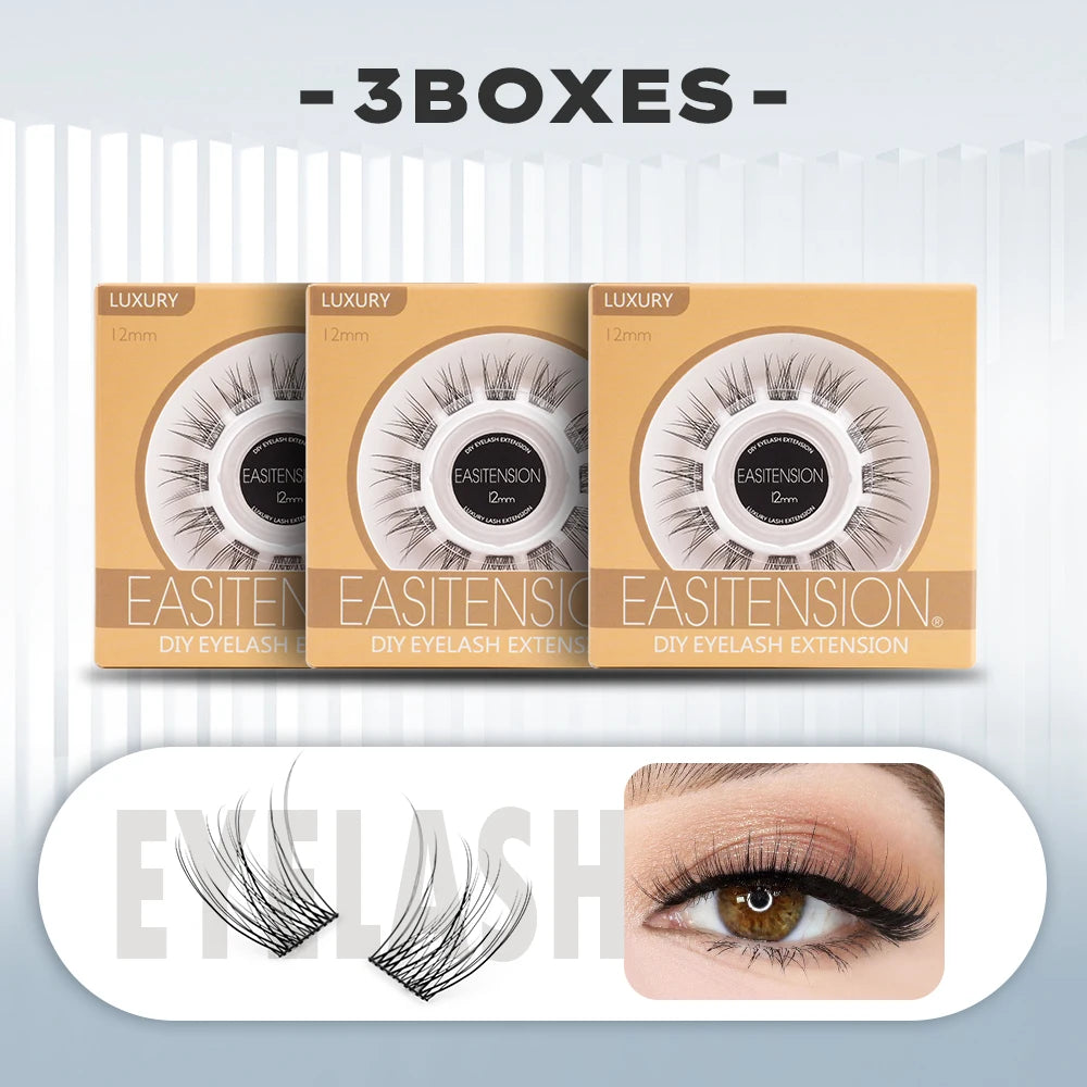 EASITENSION  9 Styles DIY Cluster Eyelash Extension Faux Mink  Natural Dovetail