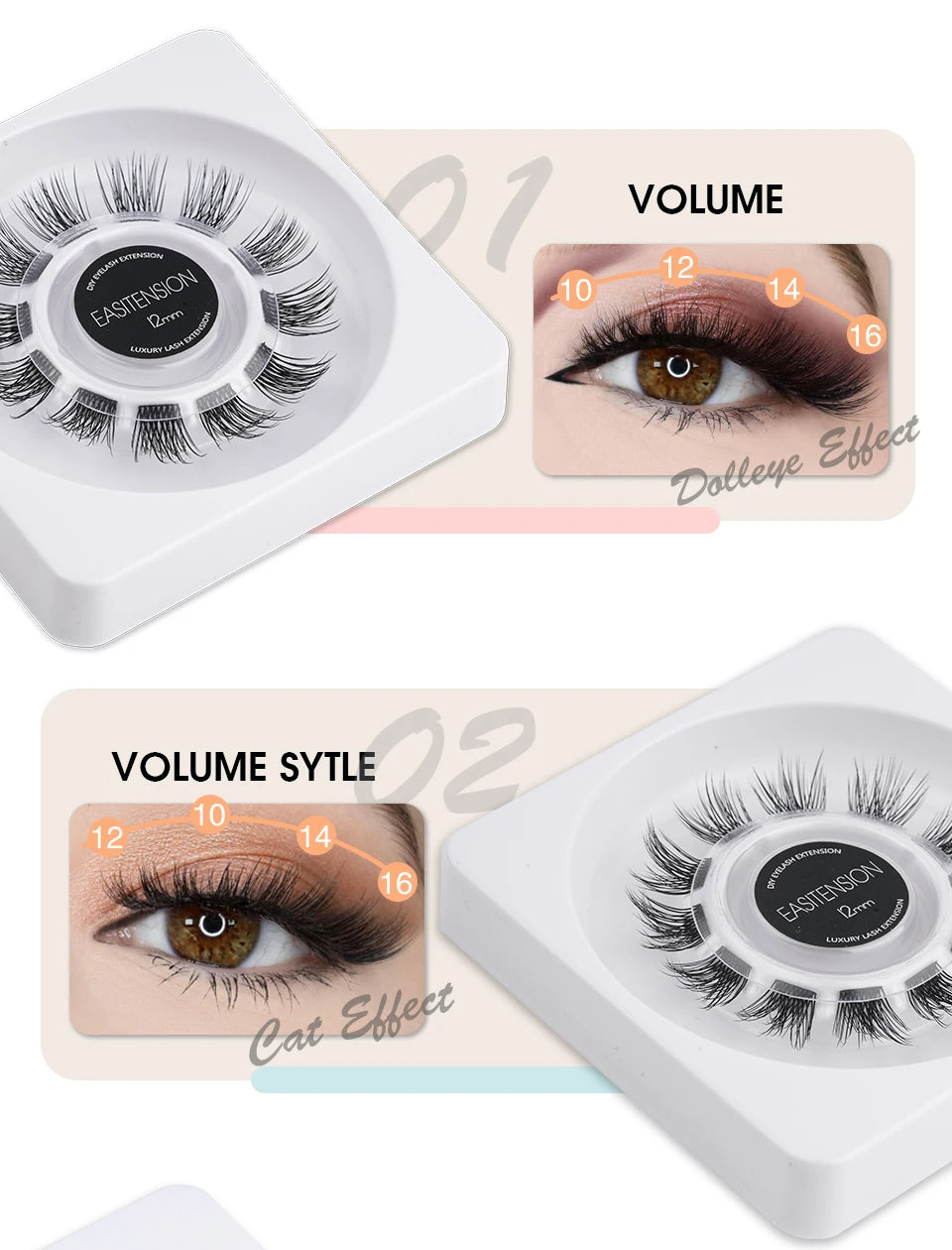 EASITENSION  9 Styles DIY Cluster Eyelash Extension Faux Mink  Natural Dovetail