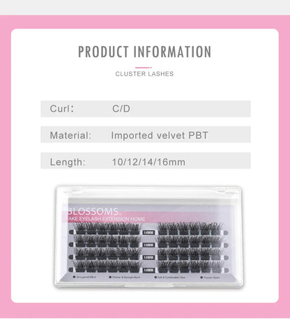 ETVITE DIY Cluster Lashes Fluffy Volume Eyelash Extension Natural Bundles Individual Lashes