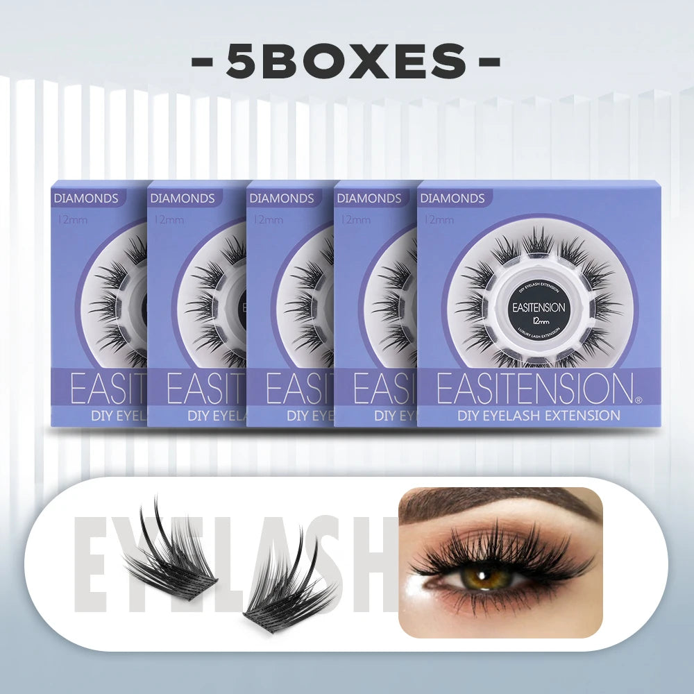 EASITENSION  9 Styles DIY Cluster Eyelash Extension Faux Mink  Natural Dovetail