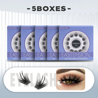 EASITENSION  9 Styles DIY Cluster Eyelash Extension Faux Mink  Natural Dovetail